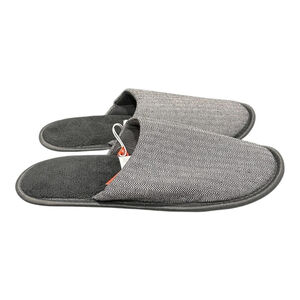 Joe Fresh Slippers Mens Size 10 Gray Herringbone Mule House Shoes Indoor Cozy